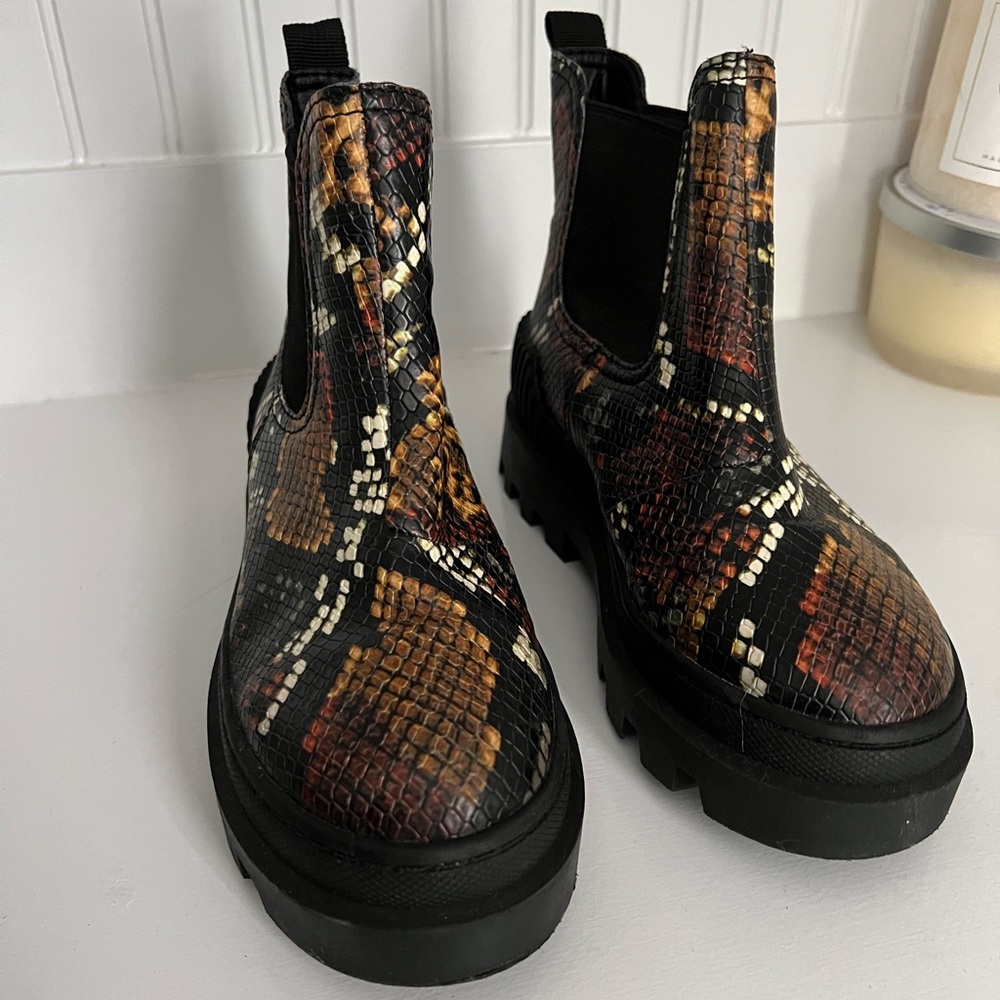 Circus colored snake skin boots
